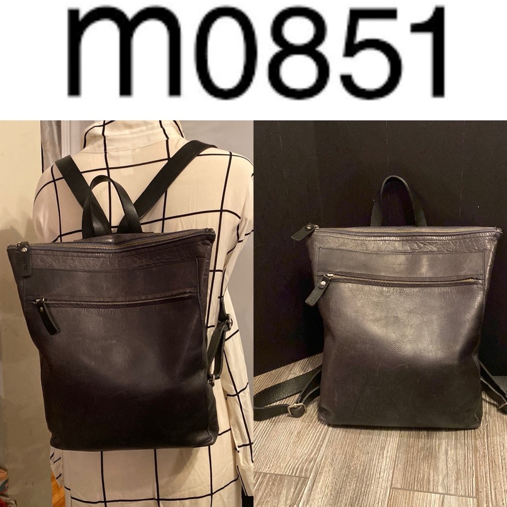 M0851 Black Leather Women's Backpack